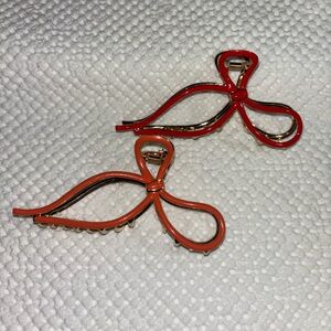 Red and Orange Bow Hair Clips